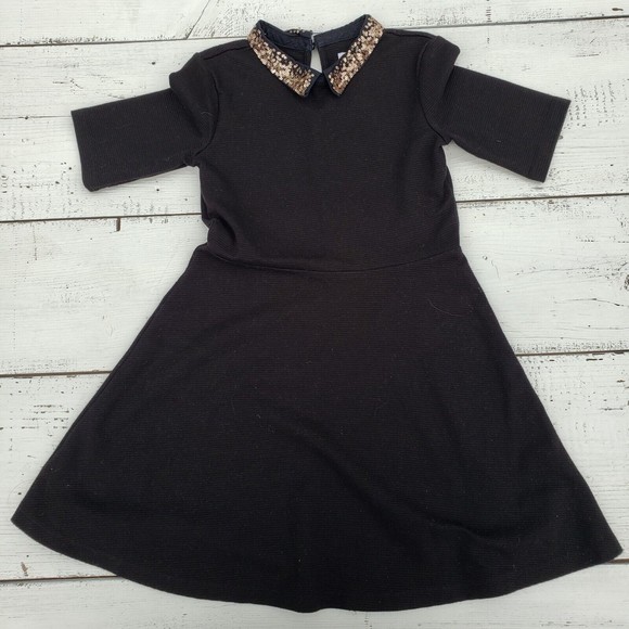 GAP Other - Gap Kids Black Collared (Gold Sequins) Dress Girls Sz 8 3/4 Sleeves Pre-Owned